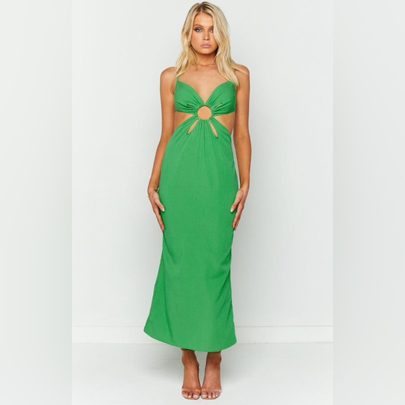 Beginning Boutique Trixy Green Cut Out Maxi Dress - Picture 2 of 8